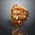 Golden Lion Head Ring With Detailed Metallic Design And Shiny Finish