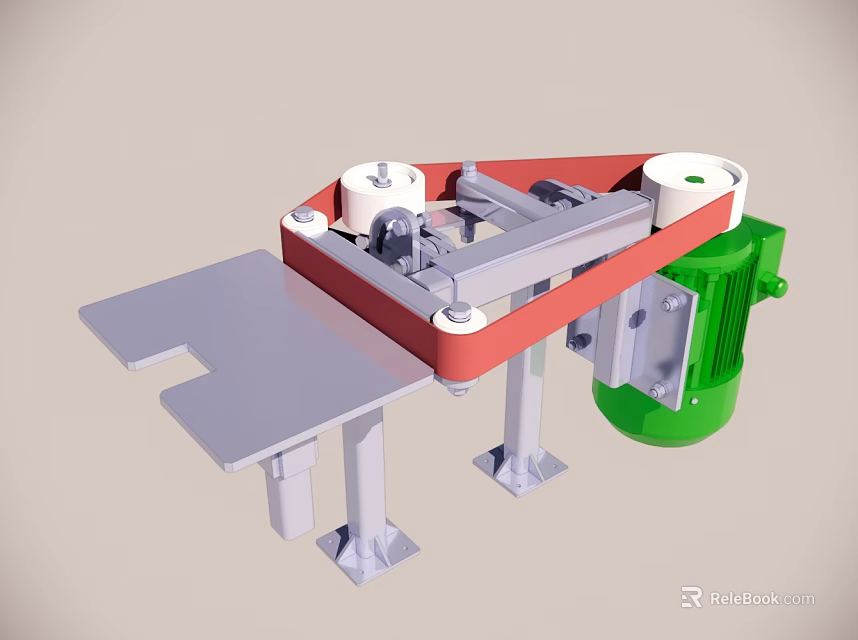 Mechanical Industrial Component With Red Green Gray Structural Parts And Platform 3d model 