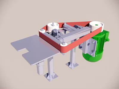 Mechanical Industrial Component With Red Green Gray Structural Parts And Platform 3d model