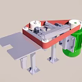Mechanical Industrial Component With Red Green Gray Structural Parts And Platform 3d model