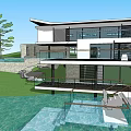 Modern Detached Villa With Swimming Pool Large Windows And Landscaped Yard