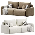Modern Neutral Sofa Interior With Patterned Pillows And Soft Knit Blanket Decor 3d model