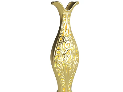 Gold Decorative Vase With Intricate Hollow Floral Patterns And Elegant Design 3d model