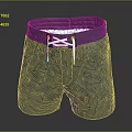 Dark Teal Casual Shorts With White Drawstring Green Side Logo Mesh Material