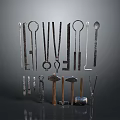 Various Metal Hand Tools Collection with Wrenches Hammers Pliers and Screwdrivers for Workshop