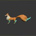 Orange Fantasy Fox Game Movie Character with Blue Accents on Tail and Limbs
