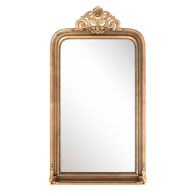 Elegant Ornate Rectangular Mirror With Gold Frame And Intricate Carved Details 3d model