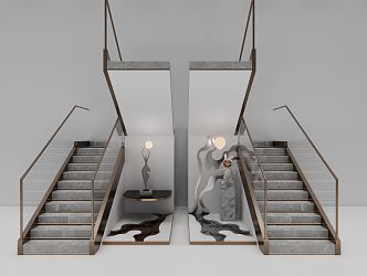 Light Luxury Stairs Corner Stairs 3d model