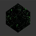 Cartoon Scene Featuring Black Cube With Green Glowing Digital Circuit Patterns 3d model