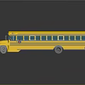 Yellow School Bus With Green Windows Multiple Panels And Shiny Exterior