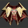 Red And Gold Wing Shaped Home Decor Accessory With Jeweled Accents