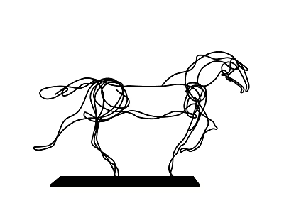 Modern Decorative Ornament Set With Wireframe Horse Sculpture On Black Base 3d model