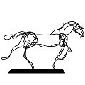 Modern Decorative Ornament Set With Wireframe Horse Sculpture On Black Base