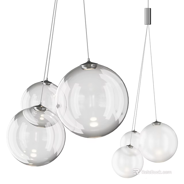 Modern Transparent Glass Spherical Pendant Lights with Multiple Hanging Design for Interior Decor 3d model 