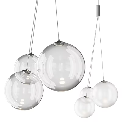 Modern Transparent Glass Spherical Pendant Lights with Multiple Hanging Design for Interior Decor 3d model