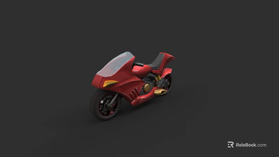 Red Modern Motorcycle with Sleek Body Design Windshield and Comfortable Seat 3d model 