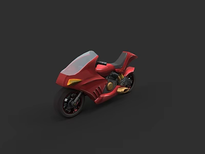 Red Modern Motorcycle with Sleek Body Design Windshield and Comfortable Seat 3d model