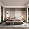 Modern Bedroom Interior Design With Comfortable Bed Wooden Nightstands Area Rug And Pendant Lighting