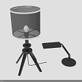 Modern Furniture Table Lamps With Tripod Base Gray Lampshade And Adjustable Arm