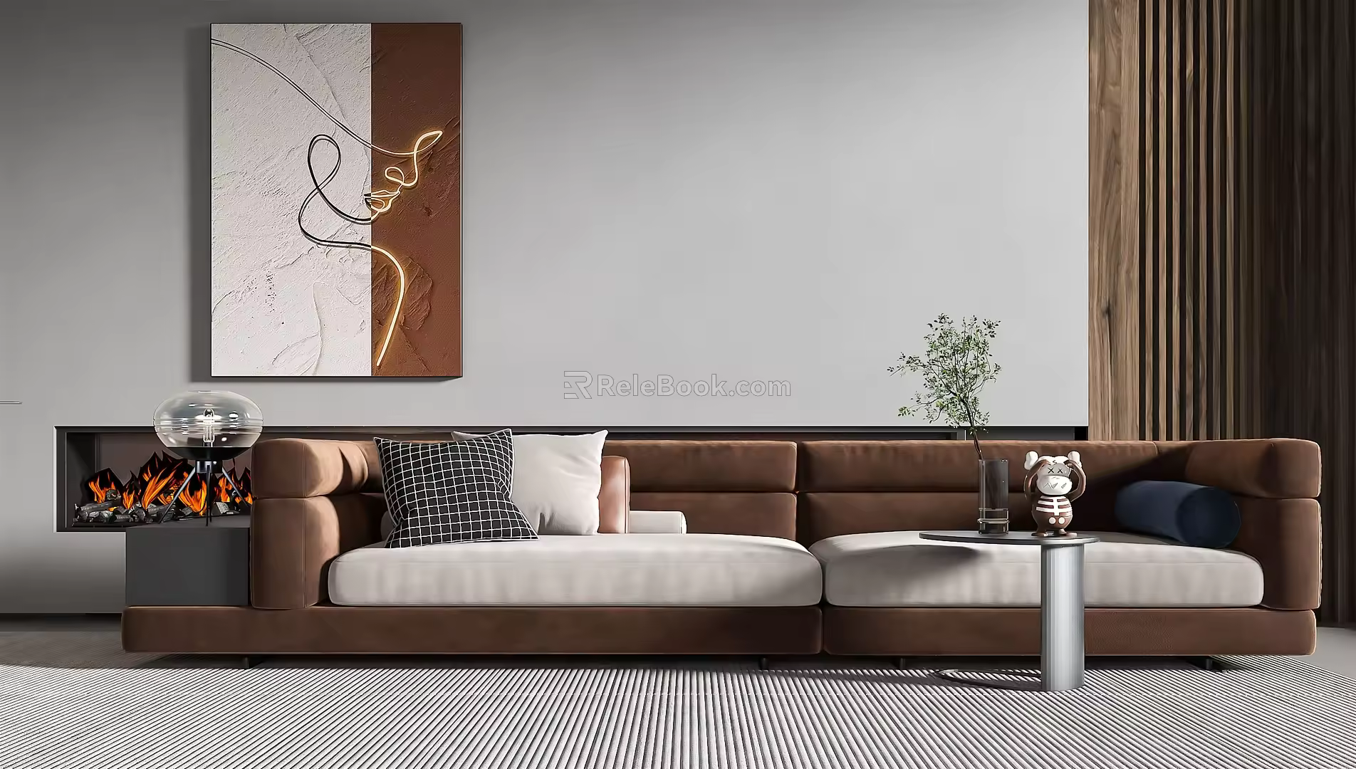 Modern double sofa combination 3d model