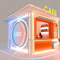 Modern CAEE Exhibition Hall With Curved Structure And Orange Lighting Design 3d model
