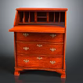 Classic Antique Mahogany Writing Desk With Brass Handles Drawers And Top Compartments
