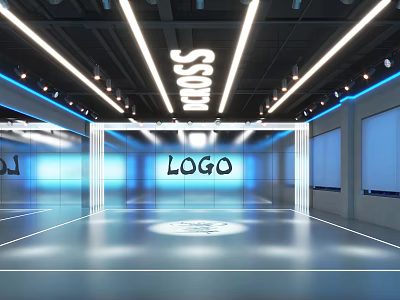 Modern Indoor Sports Space Featuring Bright Lighting And Brand Logos 3d model