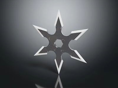Sharp Metal Star Shaped Shuriken Weapon Featuring Multiple Sharp Blades And Reflective Surface 3d model