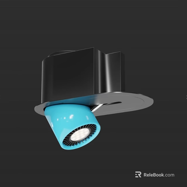 Modern Black and Blue Downlight Spotlight with LED Bulb Sleek Ceiling Design 3d model 