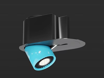 Modern Black and Blue Downlight Spotlight with LED Bulb Sleek Ceiling Design 3d model