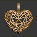 Golden Heart Shaped Pendant with Geometric Structure Fashion Jewelry Accessory for Stylish Outfits