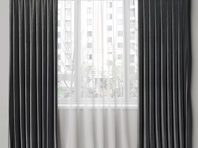 Elegant Dark Velvet Curtains For Window With Soft Texture And Light Filtering 3d model