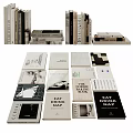 Minimalist Lifestyle Books And Magazines With Black White Covers Stacked Flat