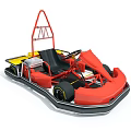 Red Go Kart With Black Seat Yellow Components And Racing Wheels Structure
