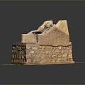 Traditional Stone Oven Structure With Wooden Component Grill Opening And Stone Base