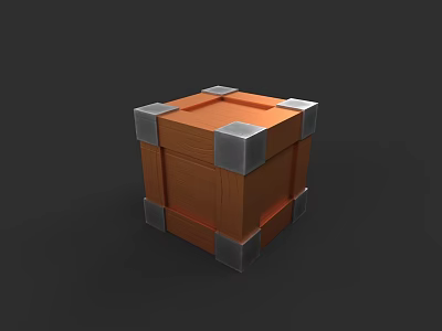 Wooden Square Box With Metal Corner Reinforcements And Classic Design 3d model