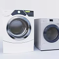 Modern Front Load Washing Machine Design With Digital Control Panel And Stainless Steel Door