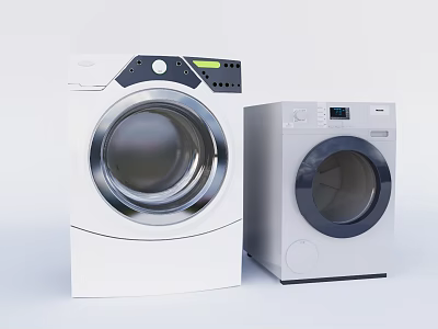 Modern Front Load Washing Machine Design With Digital Control Panel And Stainless Steel Door 3d model