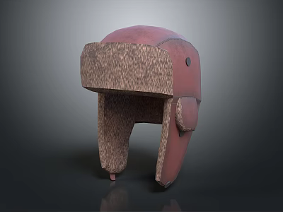 Winter warm earflap hat with pink exterior and brown fleece lining for cold weather 3d model