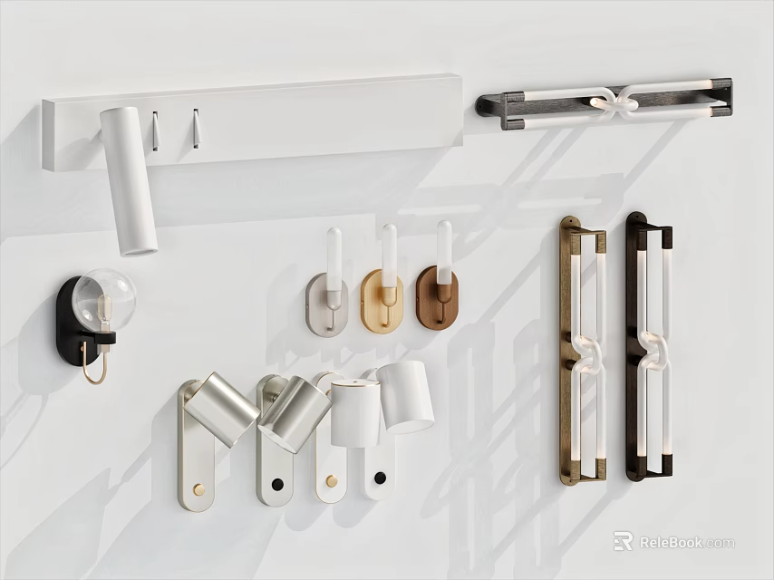 Modern Wall Lamps With Sleek Designs And Various Metal Finishes For Home Interior 3d model 