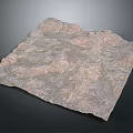 Detailed Undulating Terrain Model Featuring Light Brown Gray Mountain Valley Textures