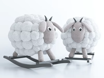 Adorable Fluffy White Building Block Sheep Sitting on Black Rocking Chairs 3d model Adorable Fluffy White Building Block Sheep Sitting on Black Rocking Chairs 3d model