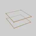 Modern Two Tier Coffee Table With Clear Glass Top And Gold Metal Frame