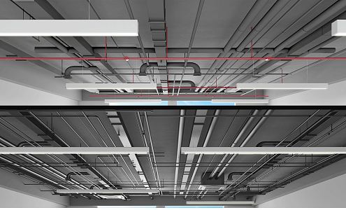 Industrial LOFT pipe bare top pipe air conditioning pipe ceiling fire pipe 3d model