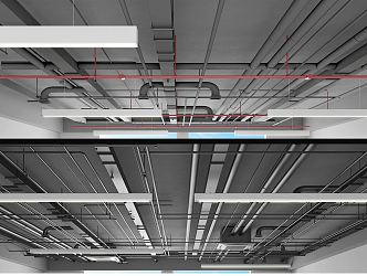 Industrial LOFT pipe bare top pipe air conditioning pipe ceiling fire pipe 3d model