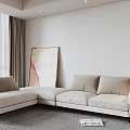 Modern Corner Sofa White Fabric Double Sofa 3d model