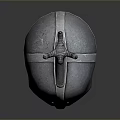Medieval Metal Helmet Design With Decorative Top And Face Guard