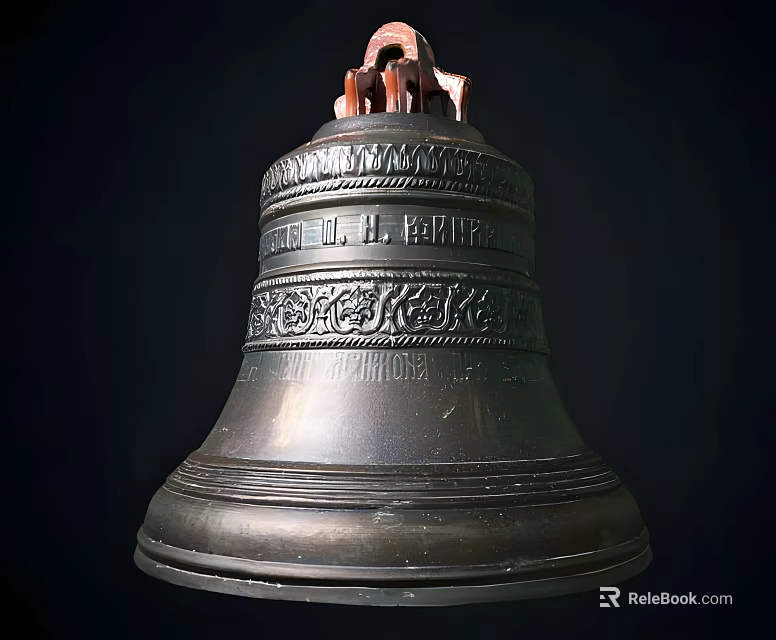 Antique Musical Bell Featuring Artistic Engravings And Craft Tools Design 3d model 