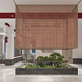 Red And White Restaurant Interior Design With Tables Chairs And Decorative Walls