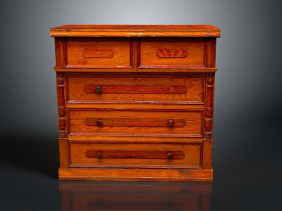 Vintage Wooden Chest of Drawers With Ornate Carved Details And Classic Design 3d model